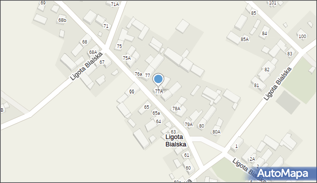 Ligota Bialska, Ligota Bialska, 77A, mapa Ligota Bialska