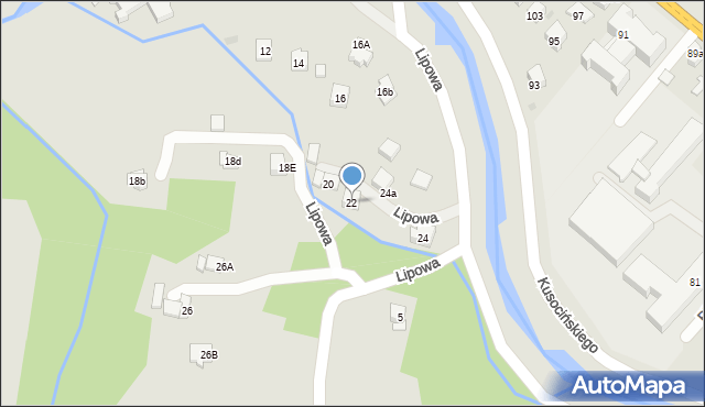 Limanowa, Lipowa, 22, mapa Limanowa