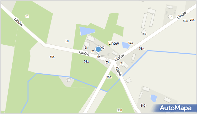 Linów, Linów, 56, mapa Linów