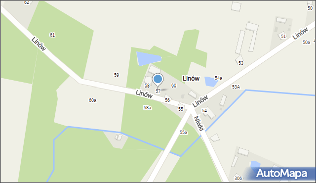 Linów, Linów, 57, mapa Linów