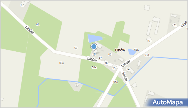 Linów, Linów, 58, mapa Linów