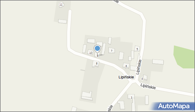 Lipińskie, Lipińskie, 9, mapa Lipińskie