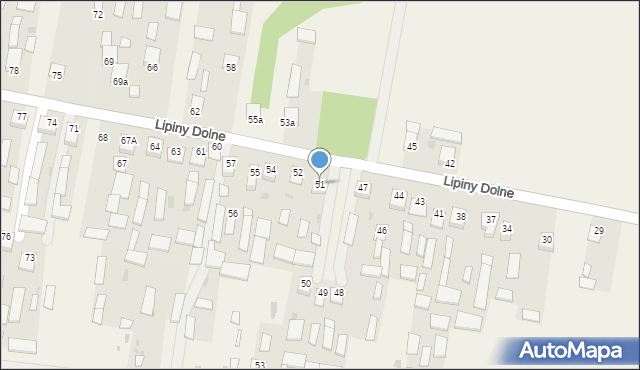 Lipiny Dolne, Lipiny Dolne, 51, mapa Lipiny Dolne