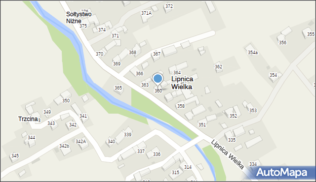 Lipnica Wielka, Lipnica Wielka, 360, mapa Lipnica Wielka