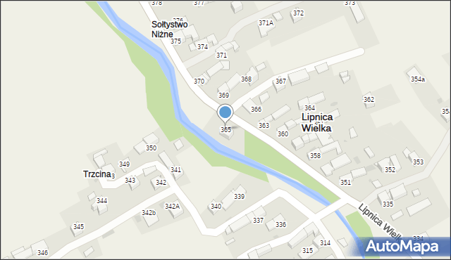 Lipnica Wielka, Lipnica Wielka, 365, mapa Lipnica Wielka