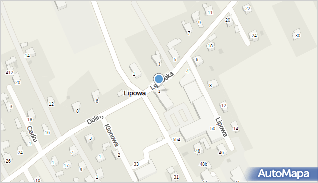 Lipowa, Lipowska, 2, mapa Lipowa