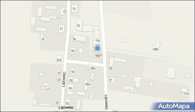 Lipowiec, Lipowiec, 55a, mapa Lipowiec