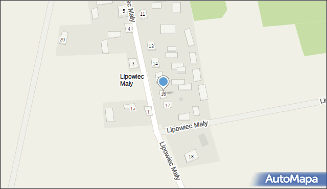 Lipowiec, Lipowiec Mały, 16, mapa Lipowiec