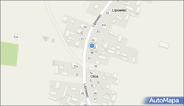 Lipowiec, Lipowiec, 58, mapa Lipowiec