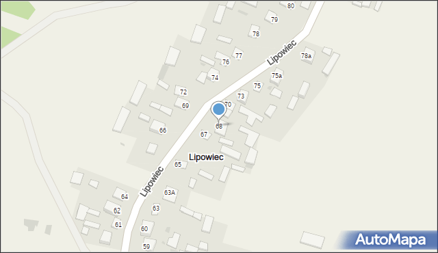 Lipowiec, Lipowiec, 68, mapa Lipowiec