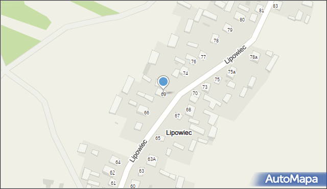 Lipowiec, Lipowiec, 69, mapa Lipowiec