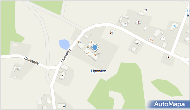 Lipowiec, Lipowiec, 9, mapa Lipowiec