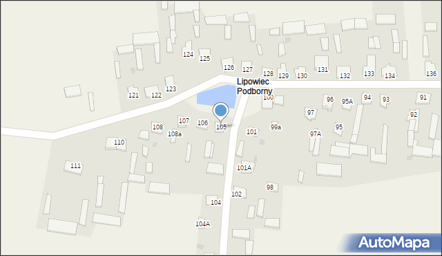 Lipowiec Kościelny, Lipowiec Kościelny, 105, mapa Lipowiec Kościelny