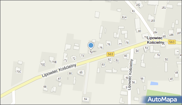 Lipowiec Kościelny, Lipowiec Kościelny, 74, mapa Lipowiec Kościelny