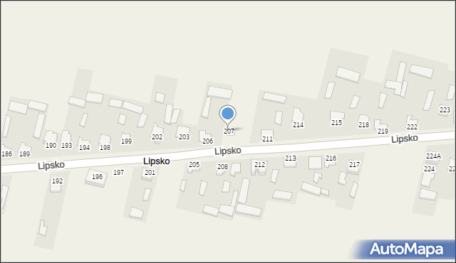 Lipsko, Lipsko, 207, mapa Lipsko