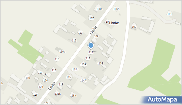 Lisów, Lisów, 114, mapa Lisów