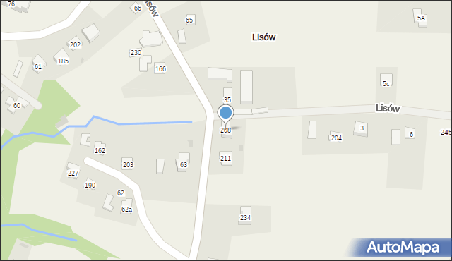 Lisów, Lisów, 208, mapa Lisów