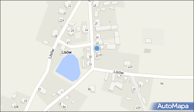 Lisów, Lisów, 12, mapa Lisów