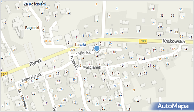 Liszki, Lisiecka, 4, mapa Liszki