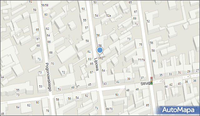 Łódź, Lipowa, 60/62, mapa Łodzi