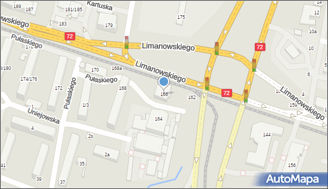 Łódź, Limanowskiego Bolesława, 166, mapa Łodzi