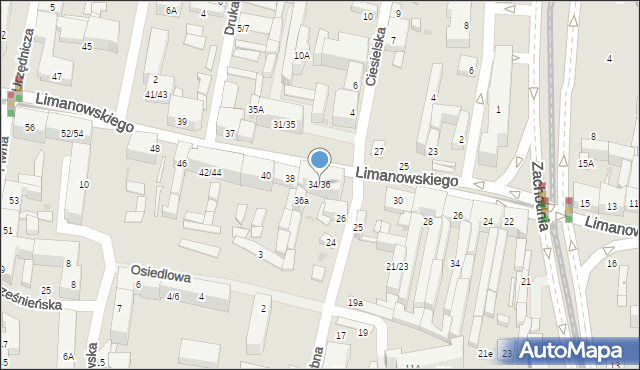 Łódź, Limanowskiego Bolesława, 34/36, mapa Łodzi