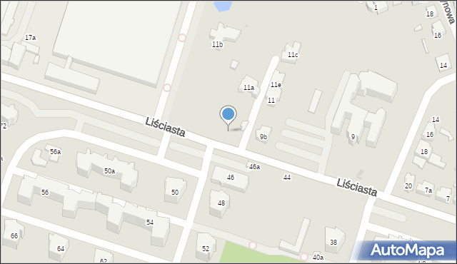 Łódź, Liściasta, 11a, mapa Łodzi