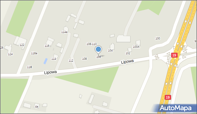 Lubartów, Lipowa, 106, mapa Lubartów