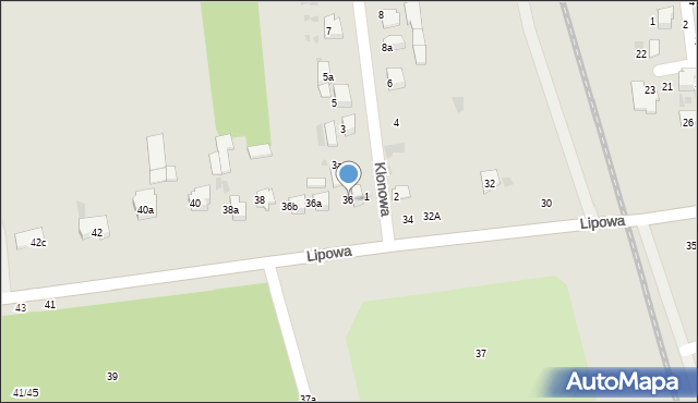 Lubartów, Lipowa, 36, mapa Lubartów