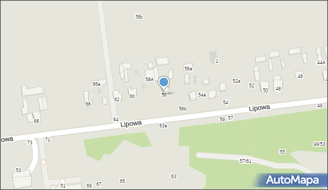 Lubartów, Lipowa, 58, mapa Lubartów