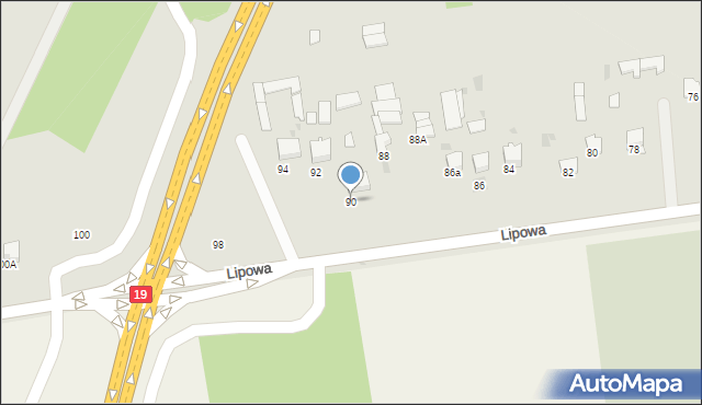 Lubartów, Lipowa, 90, mapa Lubartów