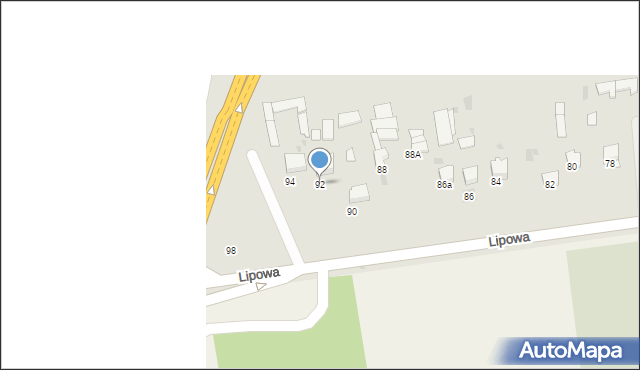 Lubartów, Lipowa, 92, mapa Lubartów