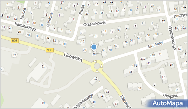 Lubliniec, Lisowicka, 26, mapa Lubliniec