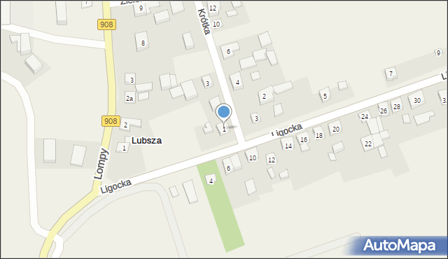 Lubsza, Ligocka, 1, mapa Lubsza