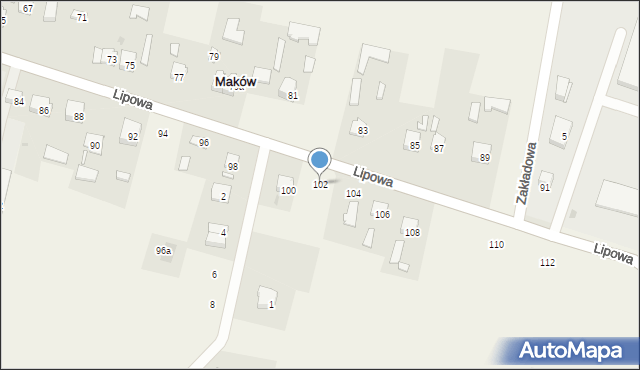 Maków, Lipowa, 102, mapa Maków