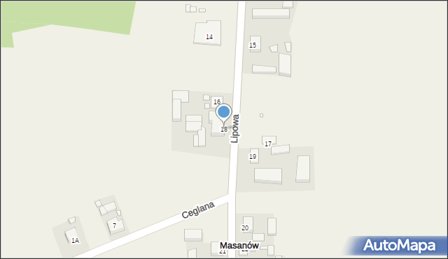 Masanów, Lipowa, 18, mapa Masanów