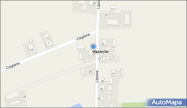 Masanów, Lipowa, 21, mapa Masanów