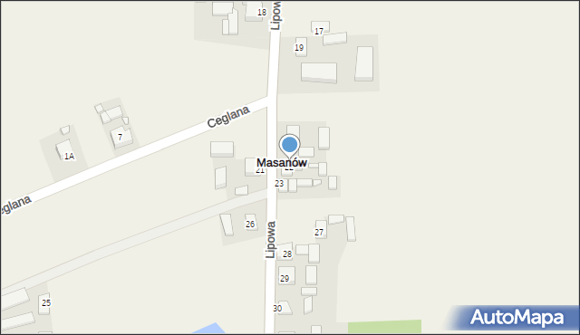 Masanów, Lipowa, 22, mapa Masanów