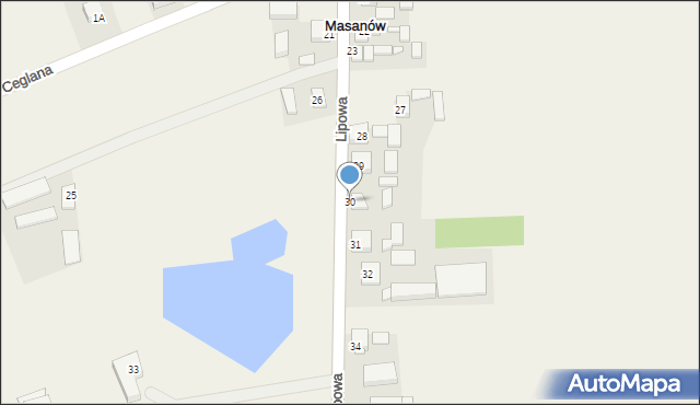 Masanów, Lipowa, 30, mapa Masanów