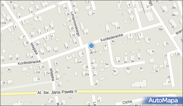 Mielec, Limanowskiego Bolesława, 26, mapa Mielca