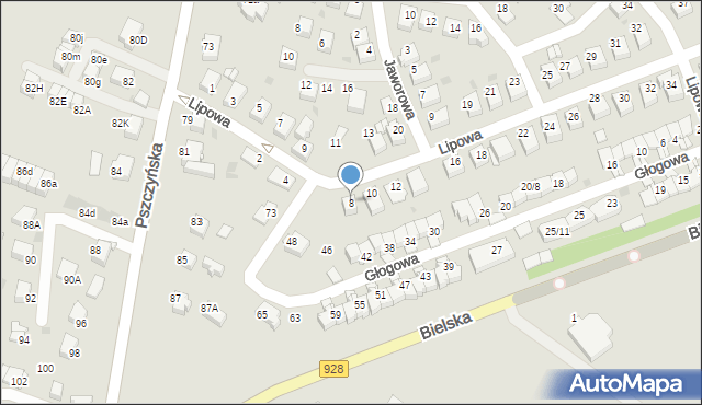 Mikołów, Lipowa, 8, mapa Mikołów