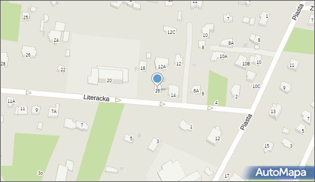 Milanówek, Literacka, 16, mapa Milanówek