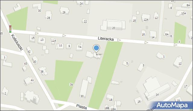 Milanówek, Literacka, 7, mapa Milanówek