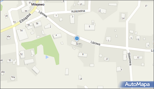 Milejewo, Lipowa, 6, mapa Milejewo