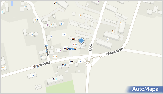 Mizerów, Lipki, 8, mapa Mizerów