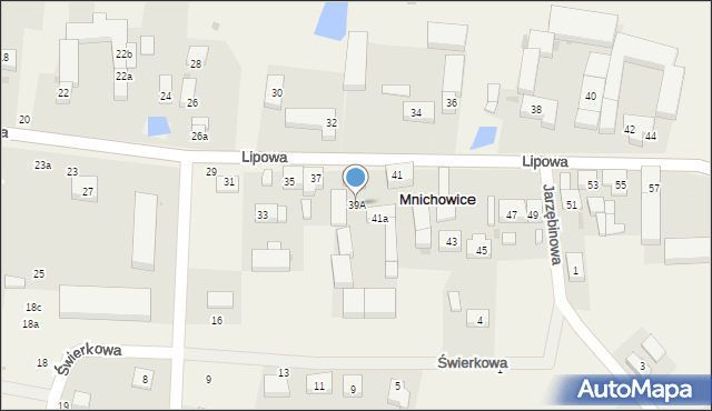 Mnichowice, Lipowa, 39A, mapa Mnichowice