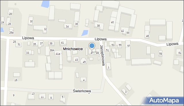 Mnichowice, Lipowa, 47, mapa Mnichowice