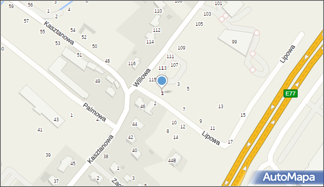 Modlniczka, Lipowa, 1, mapa Modlniczka