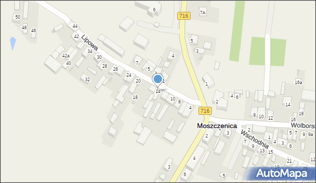 Moszczenica, Lipowa, 14, mapa Moszczenica