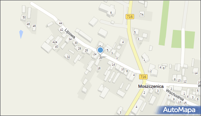 Moszczenica, Lipowa, 20, mapa Moszczenica